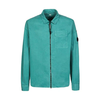 C.P. Company SS23 Solid Color Long Sleeve Jacket Mens Blue Green 14CMSH158A002824G673