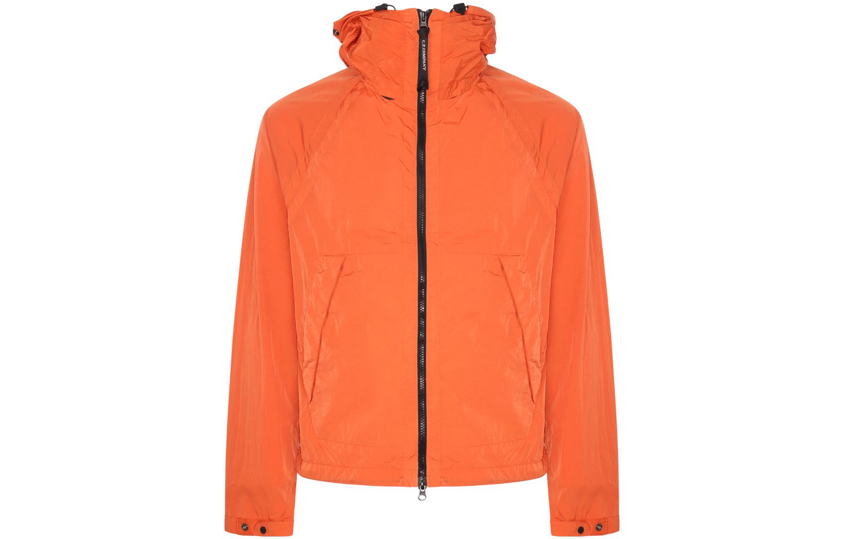 C.P. Company SS23 Solid Color Orange Hoodie Jacket 14CMOW039A005904G439