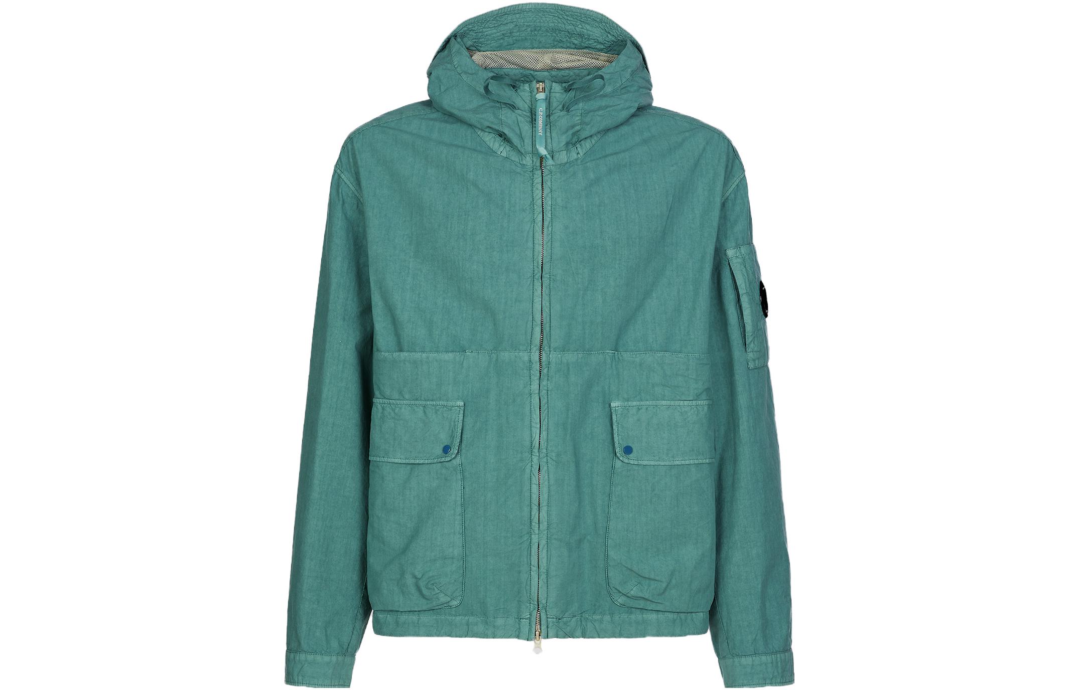 C.P. Company SS23 Solid Color Side Pocket Zip Hoodie Jacket Unisex Green 14CMOW176A006456G673