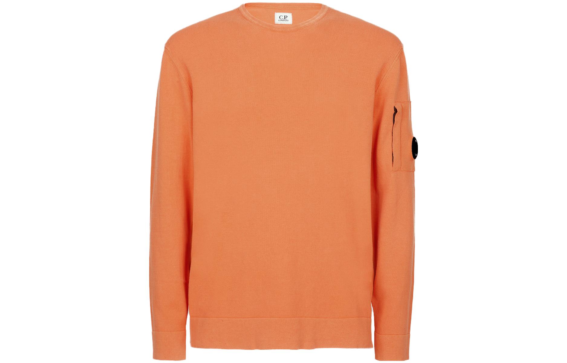 C.P. Company SS23 Solid Crewneck Pullover Sweatshirt Flame Orange 14CMKN234A006323S425