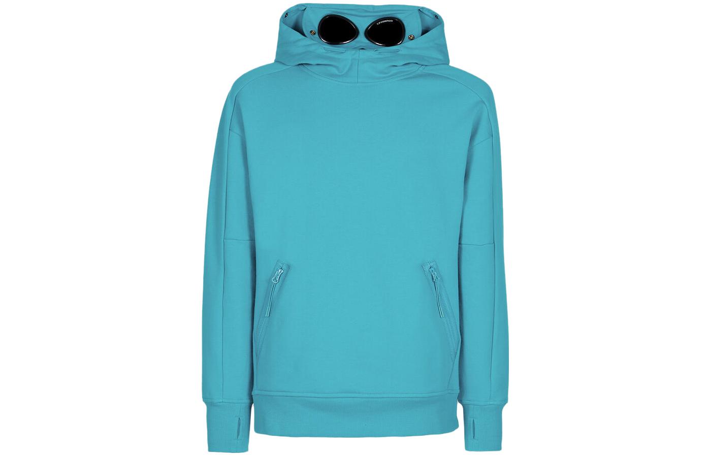 C.P. Company SS23 Solid Goggle Hoodie Pullover Men’s Long Sleeve – Blue 14CMSS080A005086W825