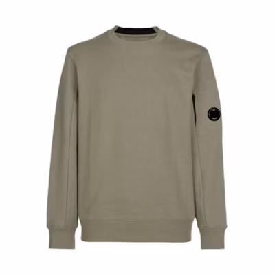 C.P. Company SS23 Solid Lens Detail Crewneck Sweatshirt Men’s Brown Green 14CMSS022A005086W648