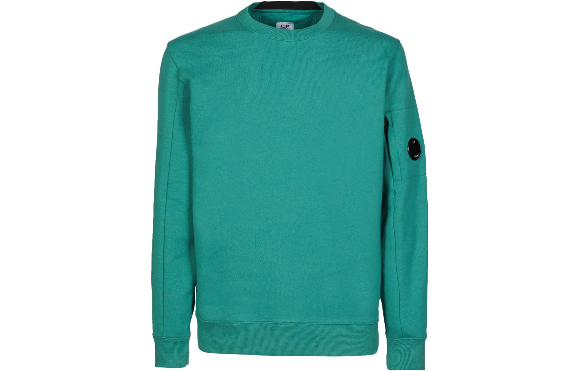C.P. Company SS23 Solid Lens Detail Crewneck Sweatshirt Men’s Cool Spruce 14CMSS022A005086W673