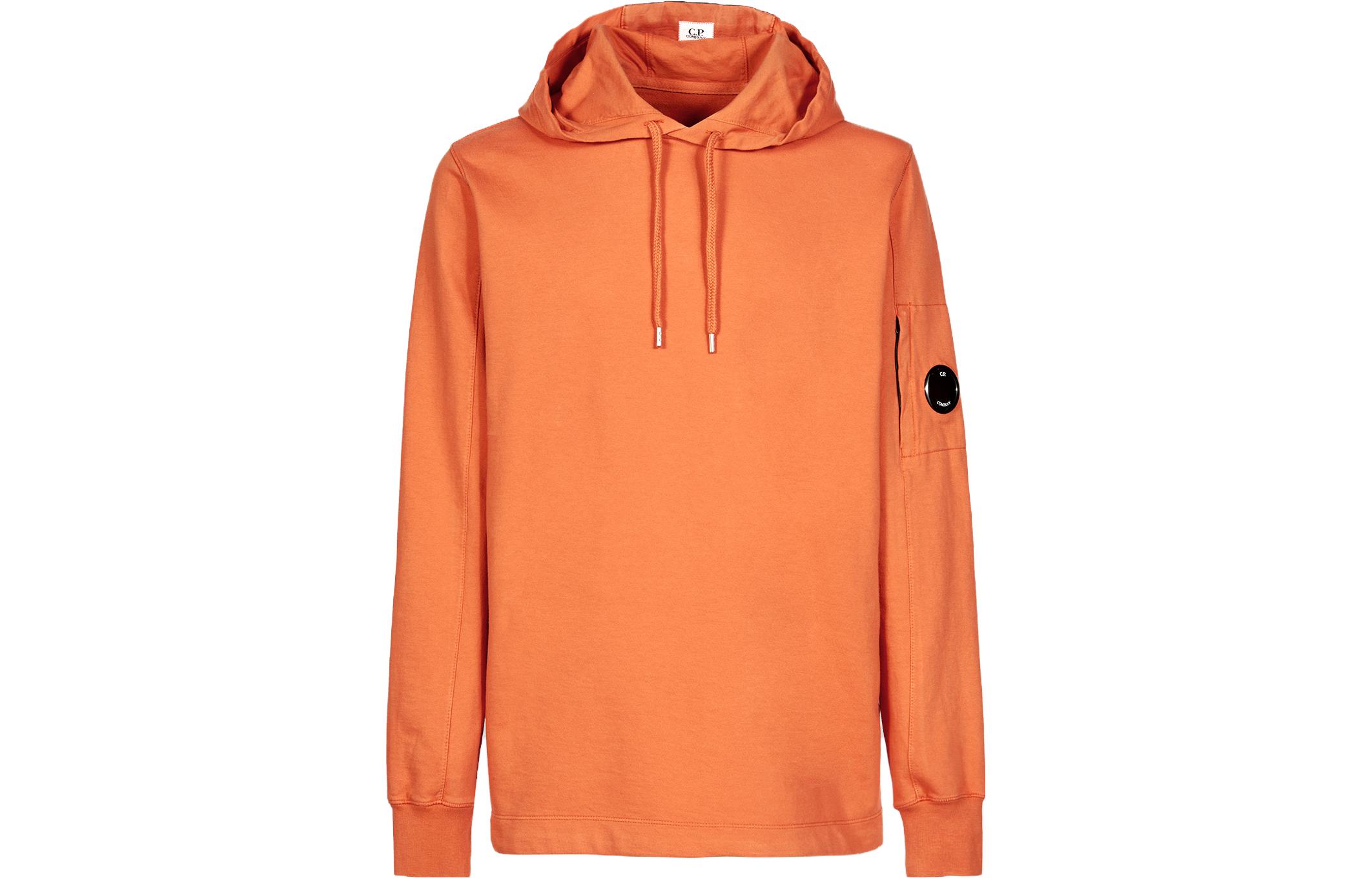 C.P. Company SS23 Solid Logo Drawstring Hoodie Orange - Long Sleeve 14CMSS033A002246G439