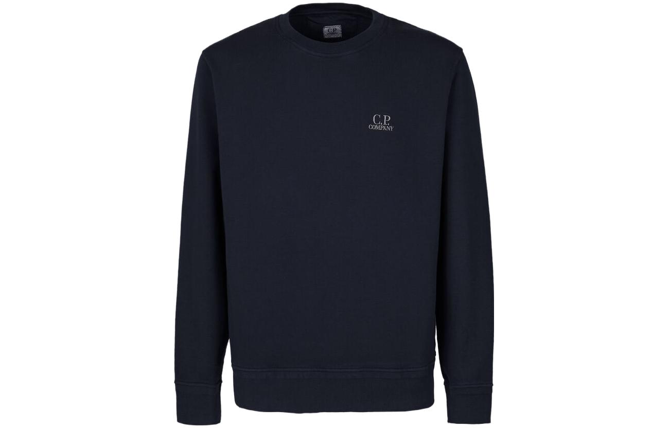 C.P. Company SS23 Solid Logo Embroidered Crewneck Sweatshirt Navy Blue (Men) 14CMSS136B005398G888