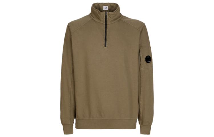 C.P. Company SS23 Solid Logo Half-Zip Sweatshirt Brown () 14CMSS035A002246G339