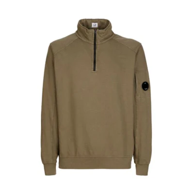 C.P. Company SS23 Solid Logo Half-Zip Sweatshirt Brown () 14CMSS035A002246G339