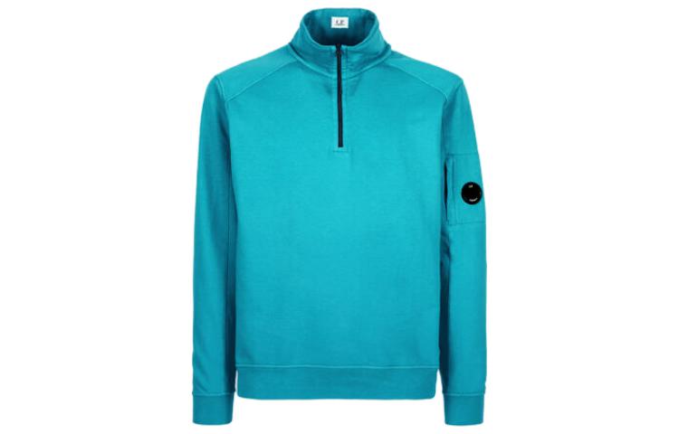 C.P. Company SS23 Solid Logo Half-Zip Sweatshirt Men Tile Blue 14CMSS035A002246G825