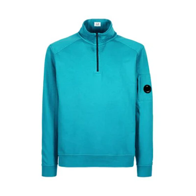 C.P. Company SS23 Solid Logo Half-Zip Sweatshirt Men Tile Blue 14CMSS035A002246G825