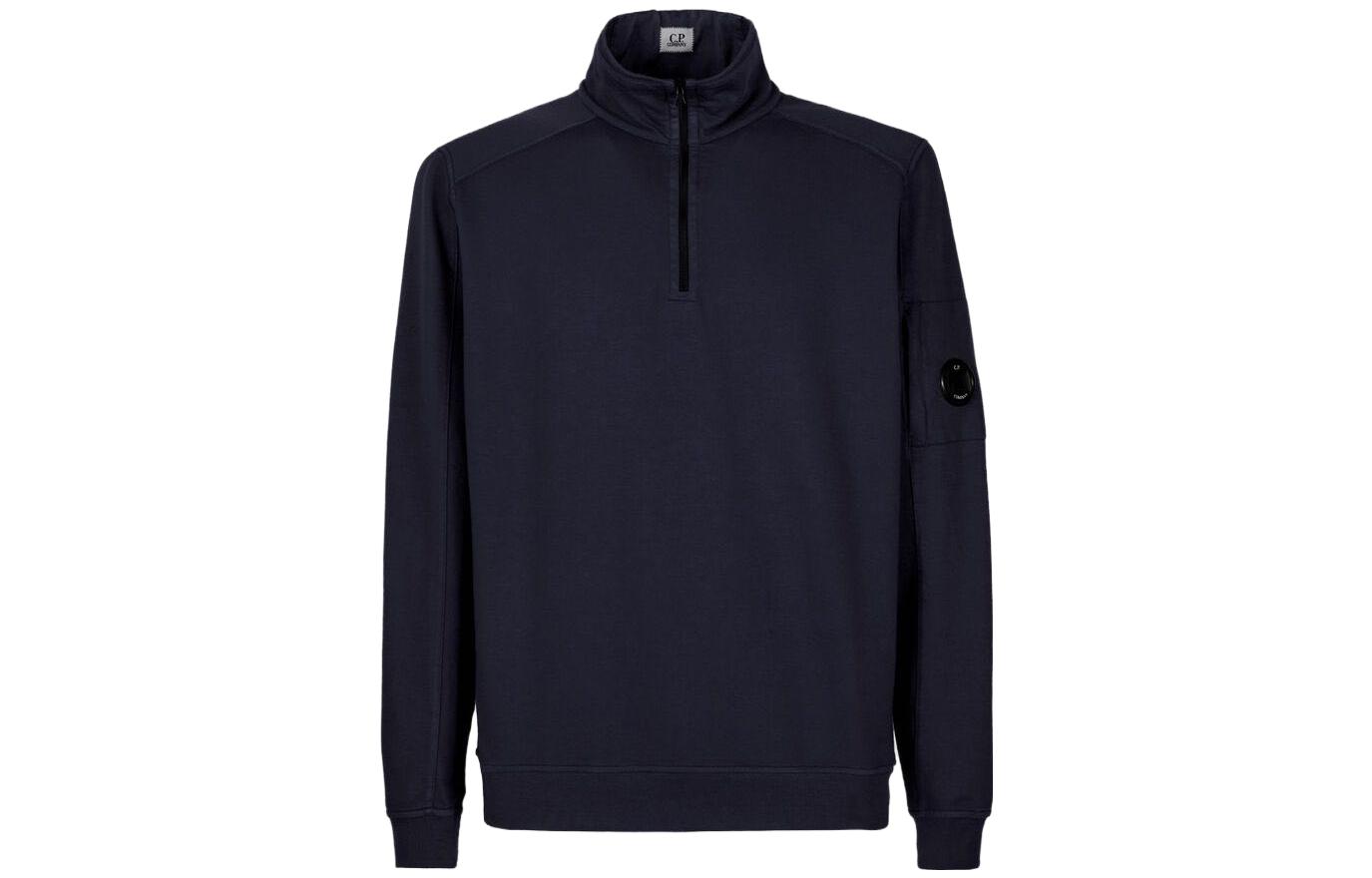 C.P. Company SS23 Solid Logo Half-Zip Sweatshirt Navy Blue () 14CMSS035A002246G888