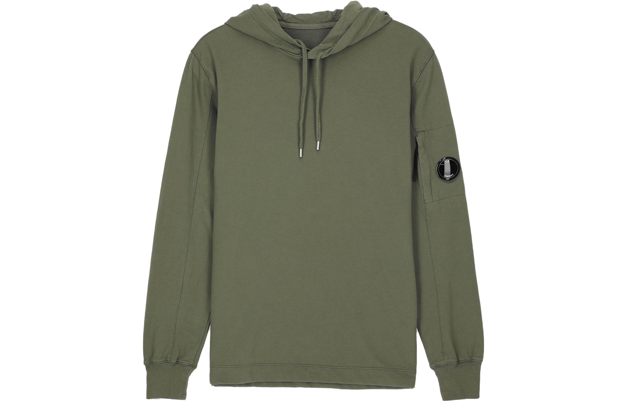C.P. Company SS23 Solid Logo Patch Drawstring Hoodie Men’s Green 14CMSS033A002246G648