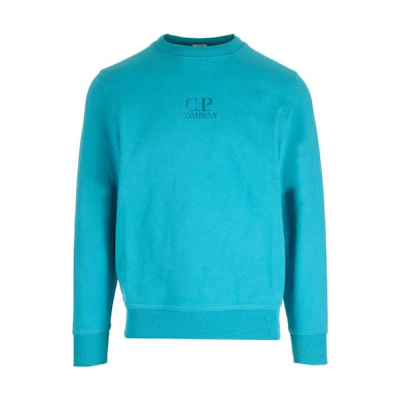 C.P. Company SS23 Solid Logo Print Crewneck Sweatshirt Blue () 14CMSS187A005086W825
