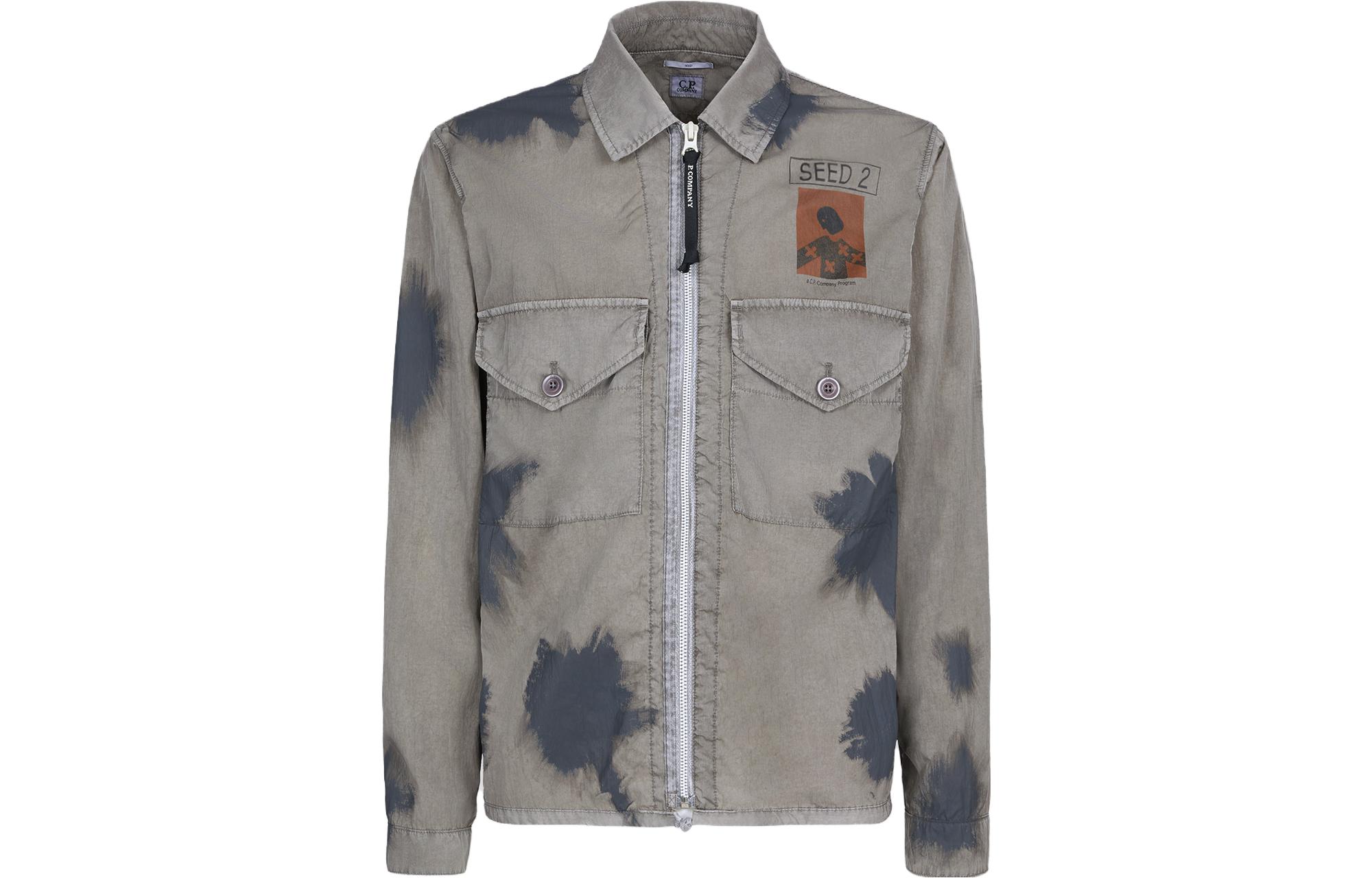 C.P. Company SS23 Tie-Dye Print Collared Long Sleeve Jacket Men’s Grey 14CMOS337A006369N920