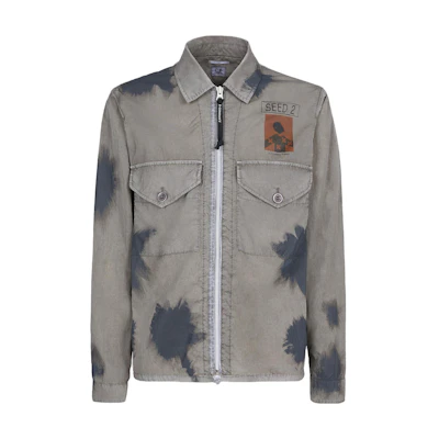 C.P. Company SS23 Tie-Dye Print Collared Long Sleeve Jacket Men’s Grey 14CMOS337A006369N920