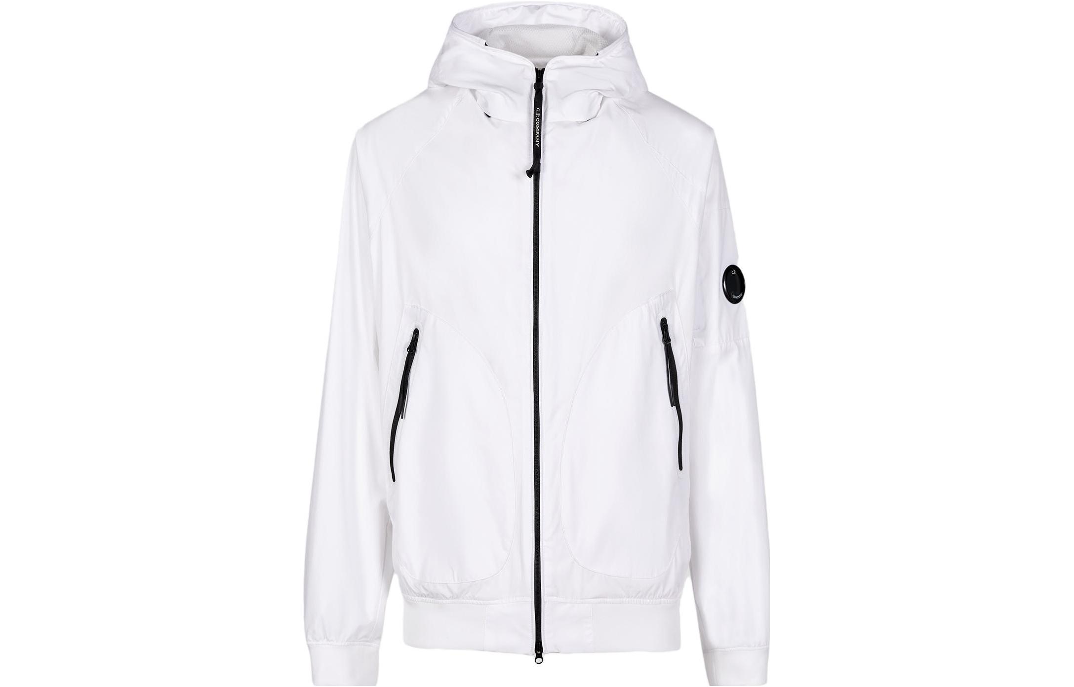 C.P. Company SS23 White  Solid Mirror Lens Zip-Up Jacket. 14CMOW095A004117A103