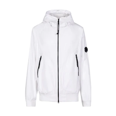 C.P. Company SS23 White Solid Mirror Lens Zip-Up Jacket. 14CMOW095A004117A103