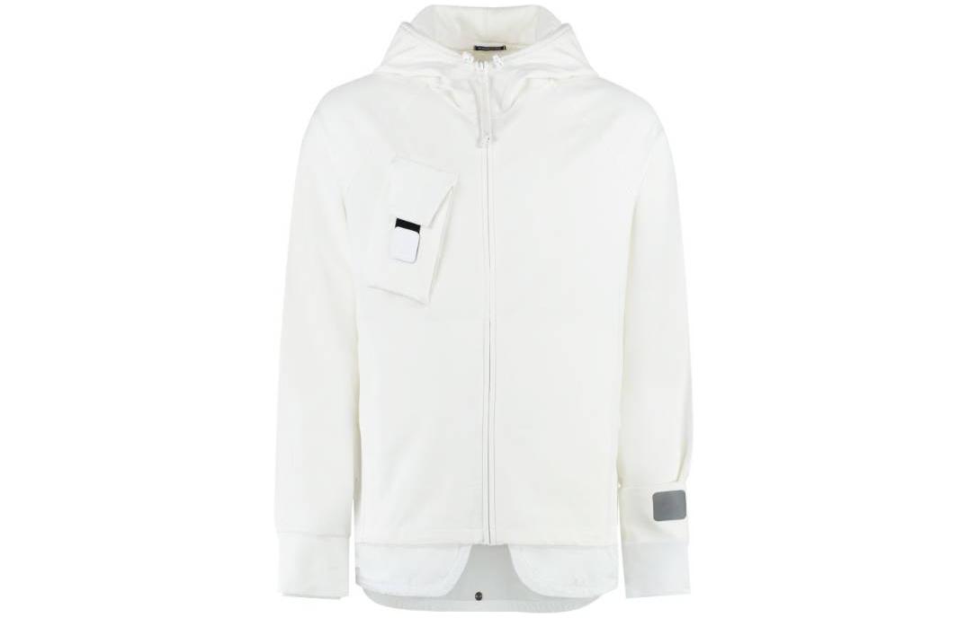 C.P. Company SS23 White Asymmetric Zip Hoodie Jacket 14CMSS051A006452M101