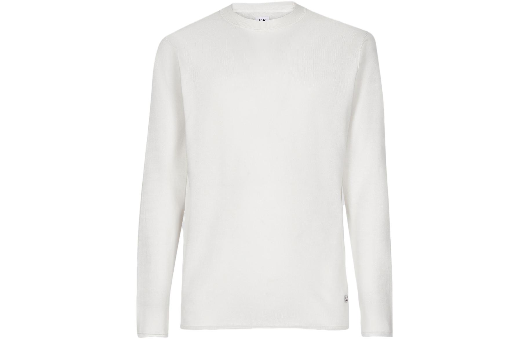 C.P. Company SS23 White Cotton Crewneck Pullover Sweatshirt Long Sleeve 14CMKN329A006519A103