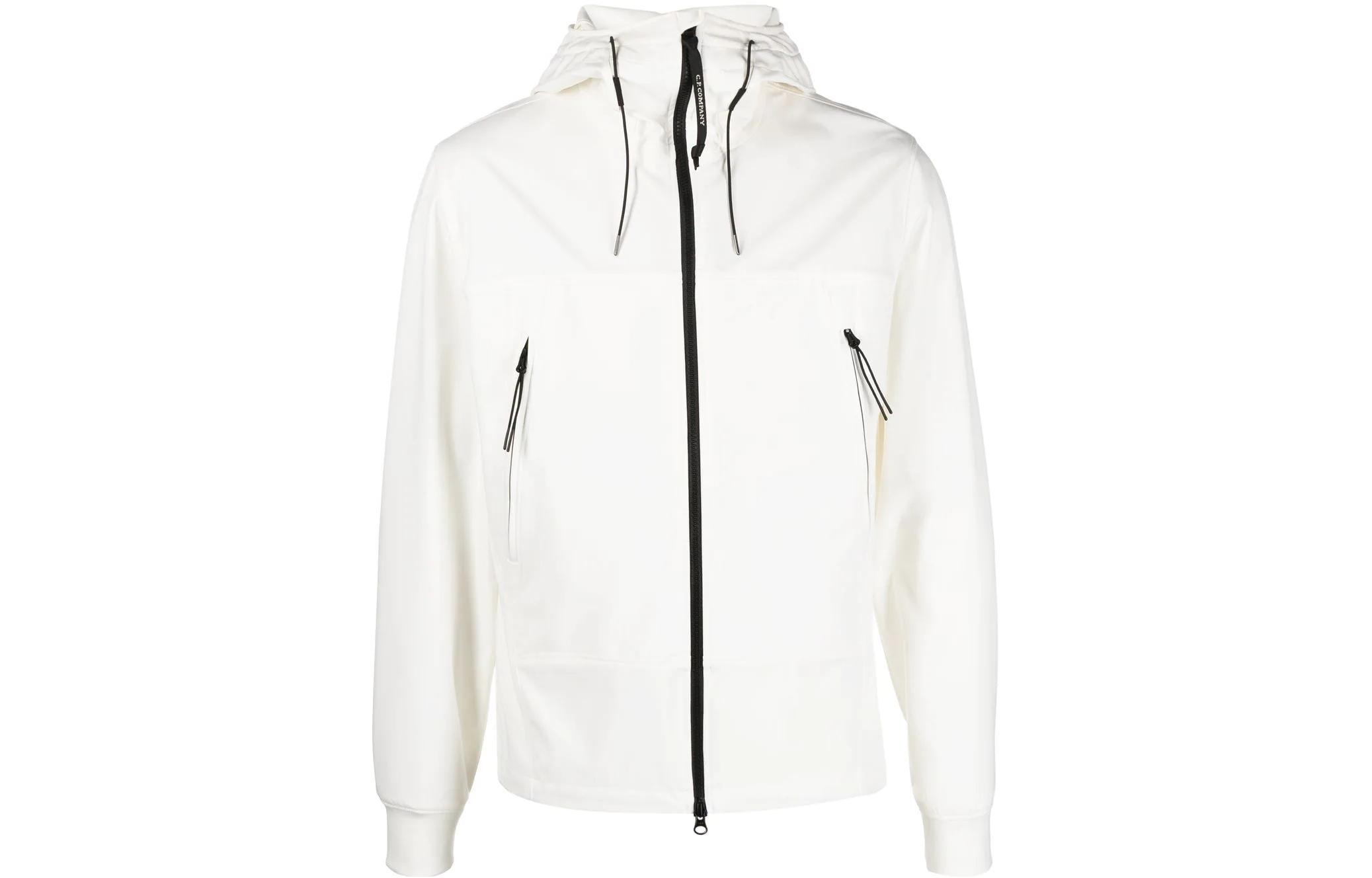 C.P. Company SS23 White Full-Zip Hooded Jacket 14CMOW001A005968A103