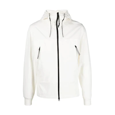 C.P. Company SS23 White Full-Zip Hooded Jacket 14CMOW001A005968A103