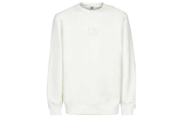 C.P. Company SS23 White Logo Print Crewneck Sweatshirt Men 14CMSS187A005086W103