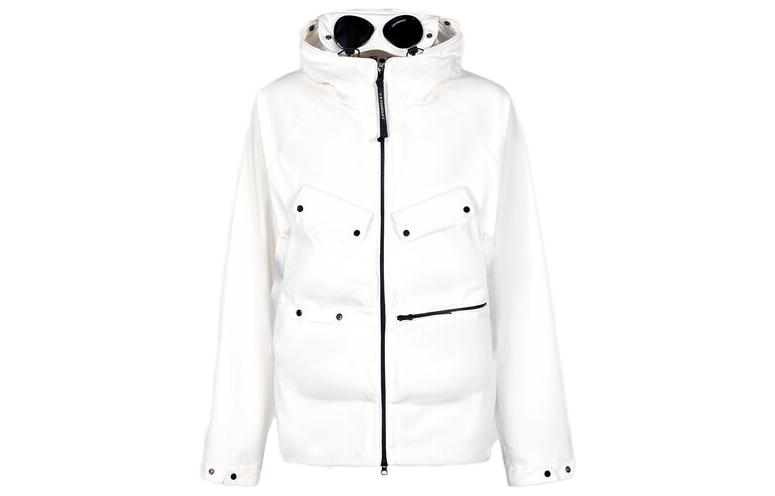 C.P. Company SS23 White Logo Print Hooded Jacket Unisex 14CMOW037A005968A103