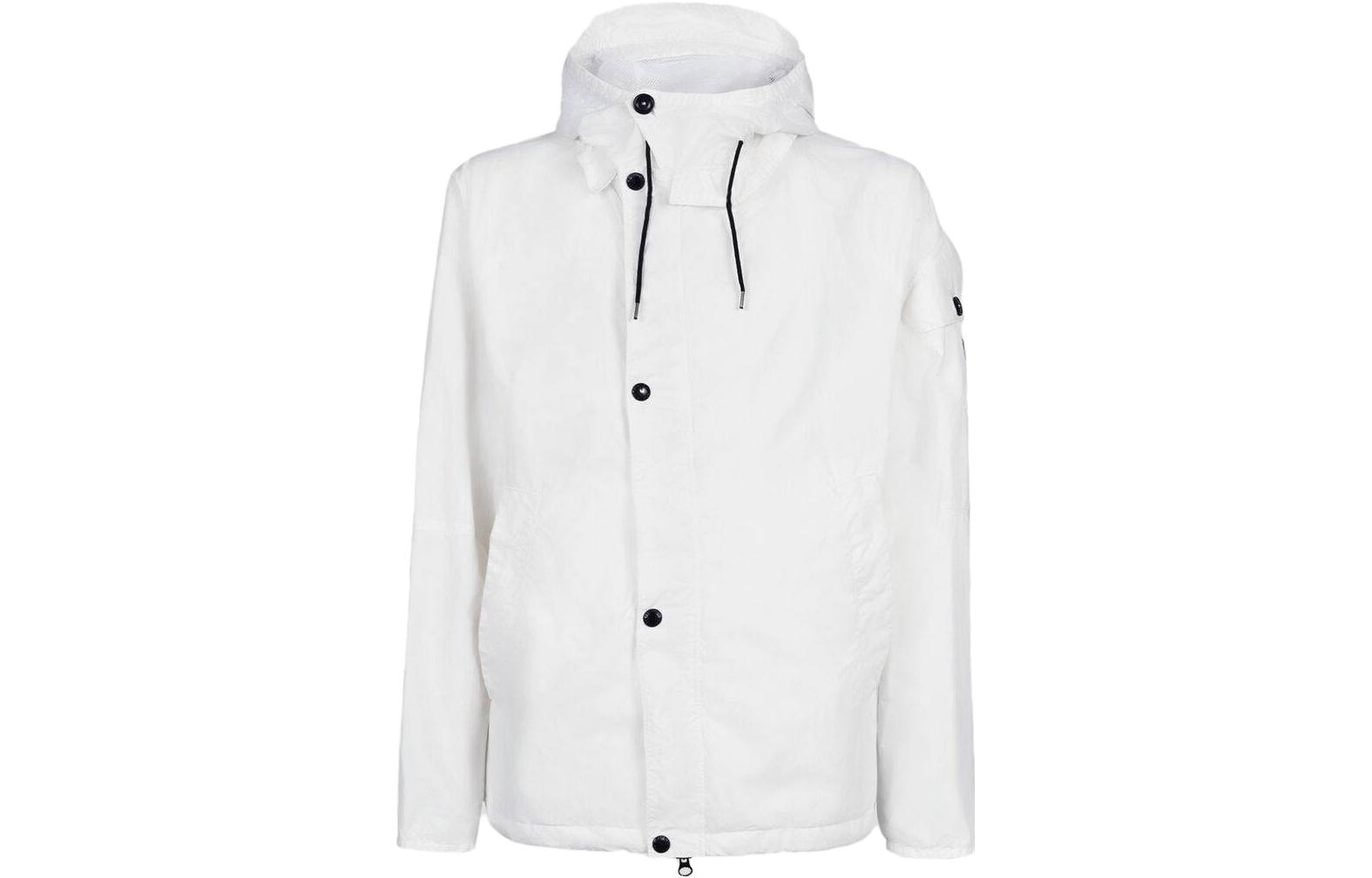 C.P. Company SS23 White Plain Hooded Jacket 14CMOW221A005991G103