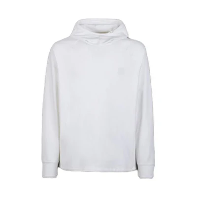 C.P. Company SS23 White Pullover Hoodie with Logo Applique for Men 14CMSS052A006452W101