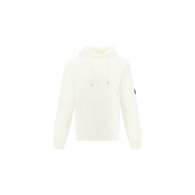 C.P. Company SS23 White Solid Color Drawstring Hoodie 15CMSS009A006372G103
