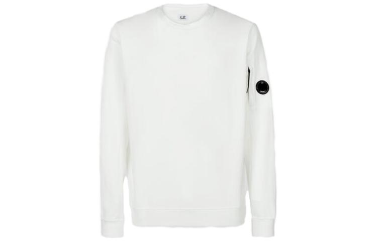 C.P. Company SS23 White Sweatshirt with Lens Detail 14CMSS032A002246G103