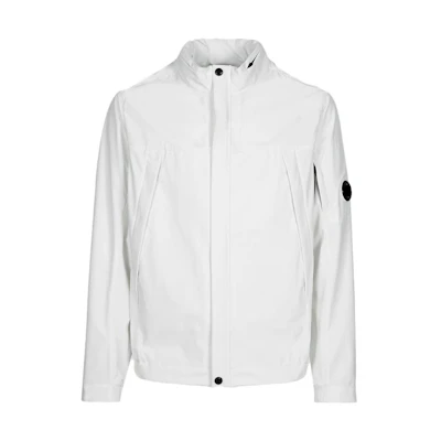C.P. Company SS23 White Zip-Up High Collar Jacket 14CMOW036A005968A103