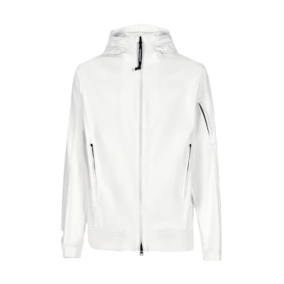 C.P. Company SS23 White Zip-Up Hooded Jacket for Men 14CMOW002A005968A103