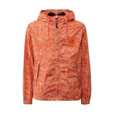 C.P. Company SS24 All-Over Goggle Hooded Zip Jacket Orange Menswear CMOW278A110111P448
