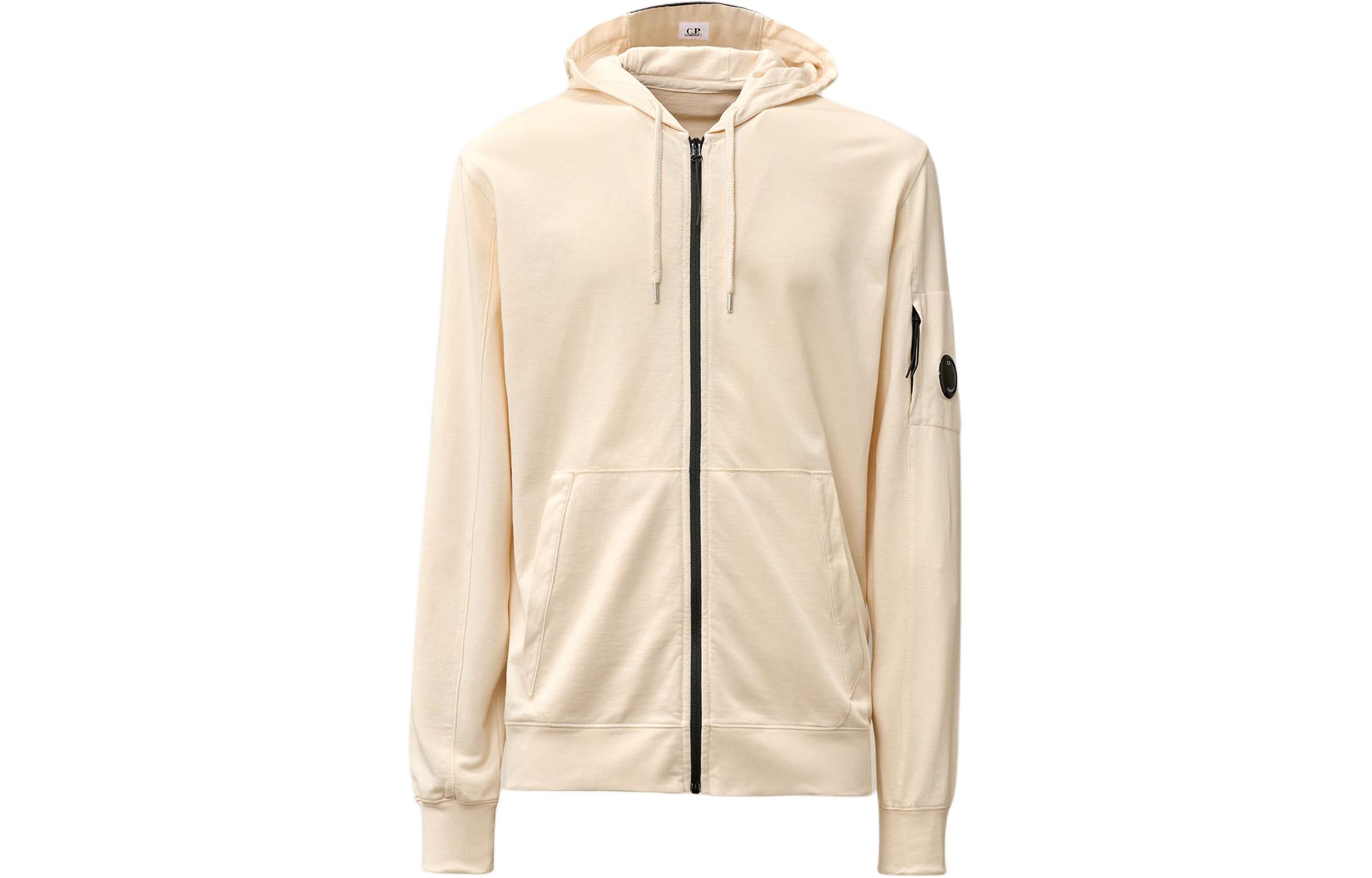C.P. Company SS24 Beige Fleece Zip-Up Cardigan Sweatshirt CMSS034A002246G402