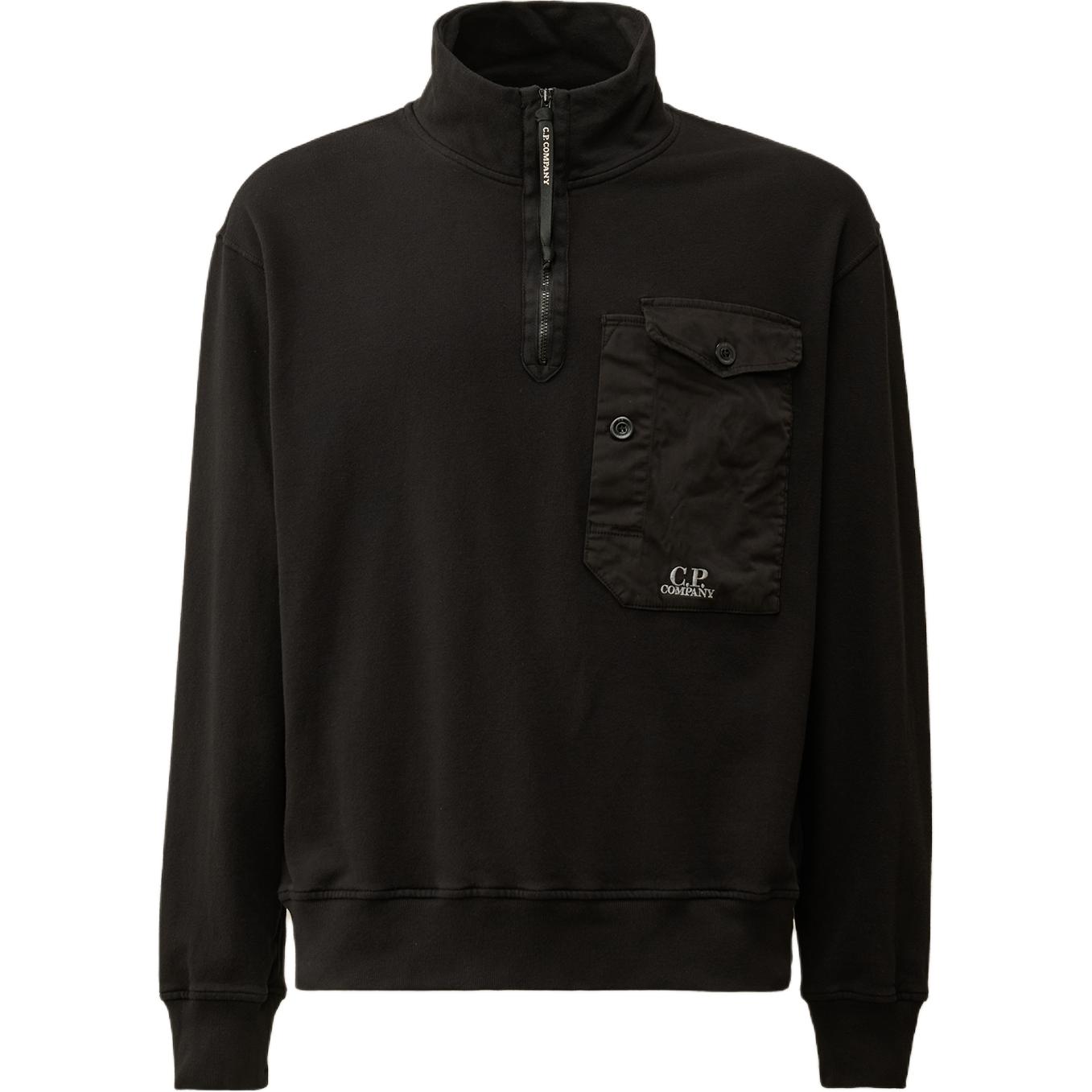 C.P. Company SS24 Black High-Neck Oversized Pocket Sweatshirt CMSS249A110039M999