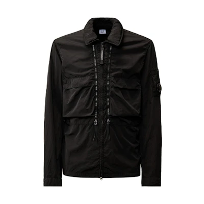 C.P. Company SS24 Black Long Sleeve Jacket with Lens Detail and Zip Pocket CMOS013A005904G999