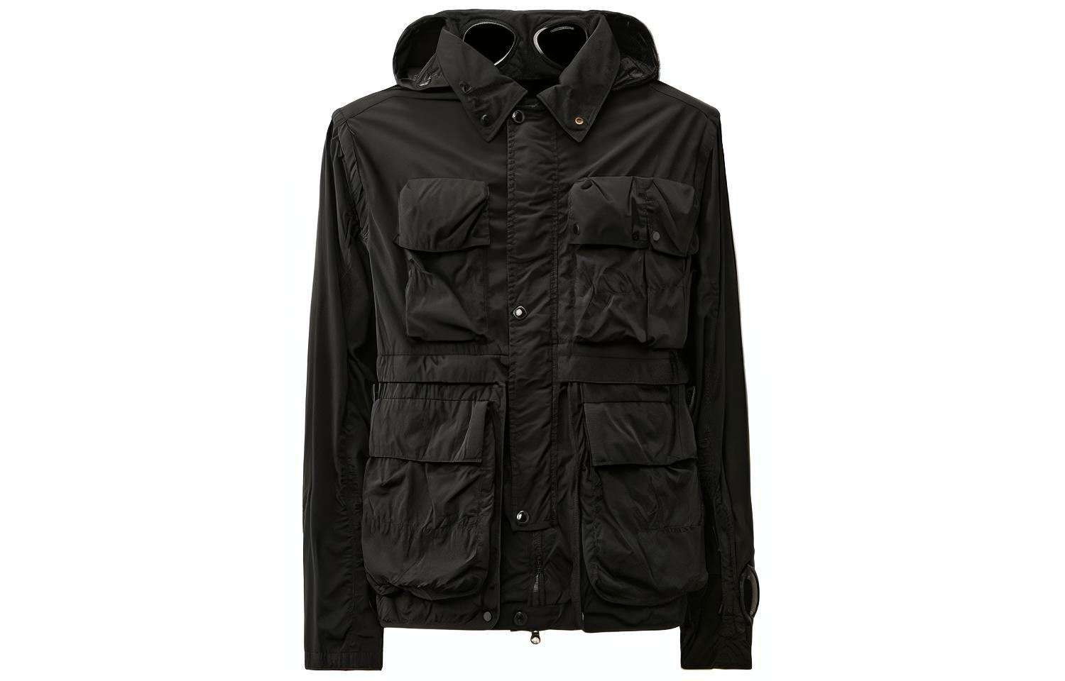 C.P. Company SS24 Black Solid Zip Pocket Jacket CMOW011A005904G999
