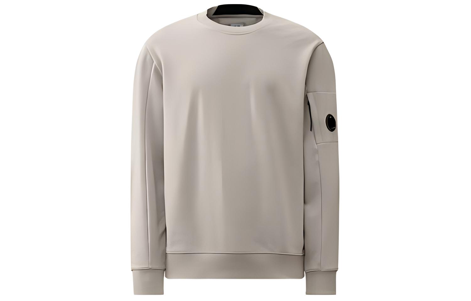 C.P. Company SS24 Crewneck Lens Detail Ribbed Sweatshirt Misty Grey () CMSS022A005086W913