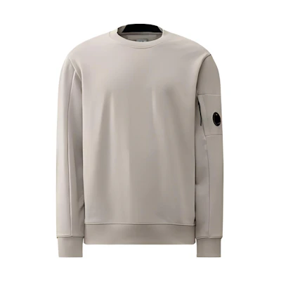 C.P. Company SS24 Crewneck Lens Detail Ribbed Sweatshirt Misty Grey () CMSS022A005086W913