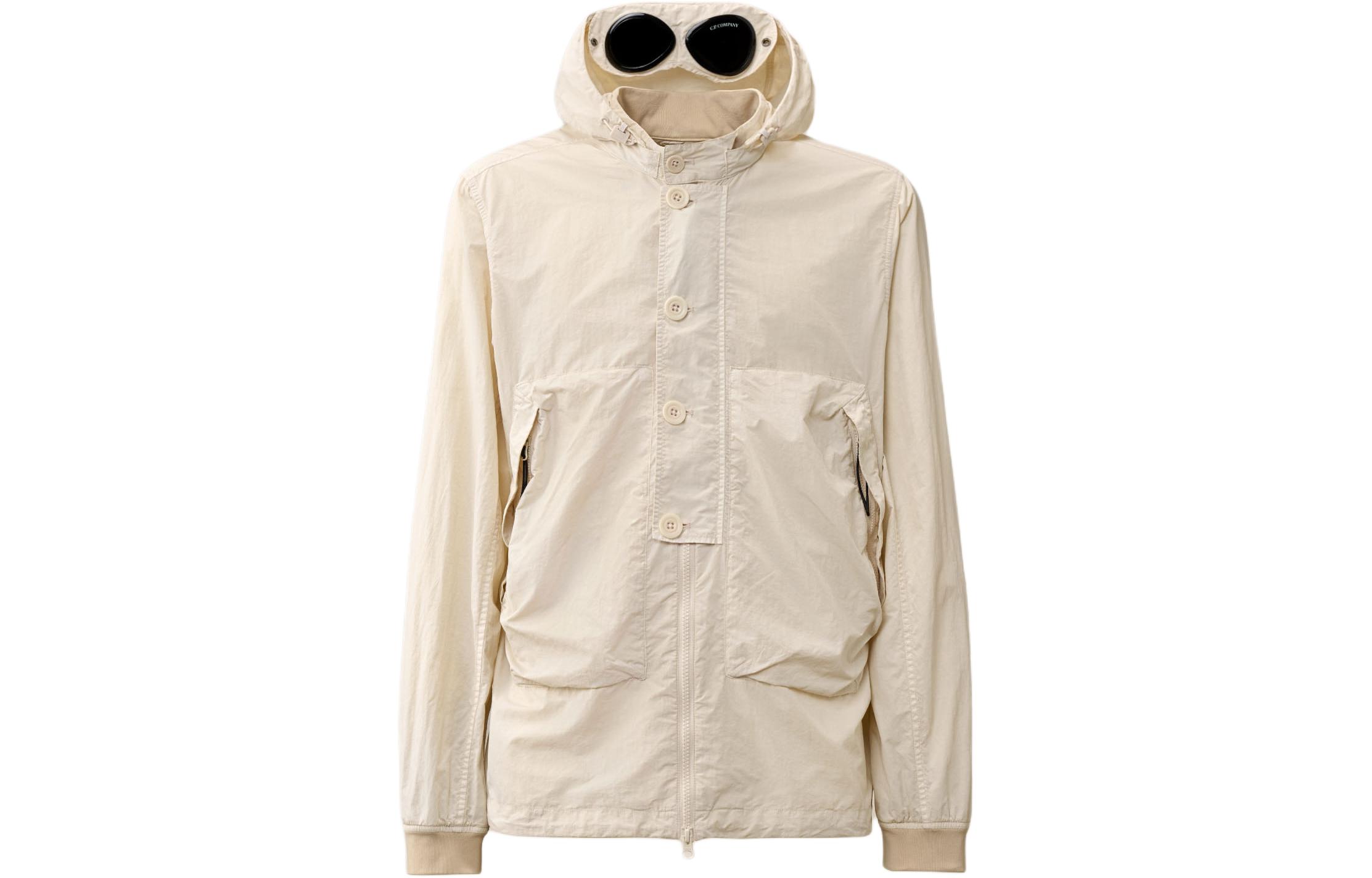 C.P. Company SS24 Detachable Goggle Zip-Up Jacket Beige CMOS018A005991G402