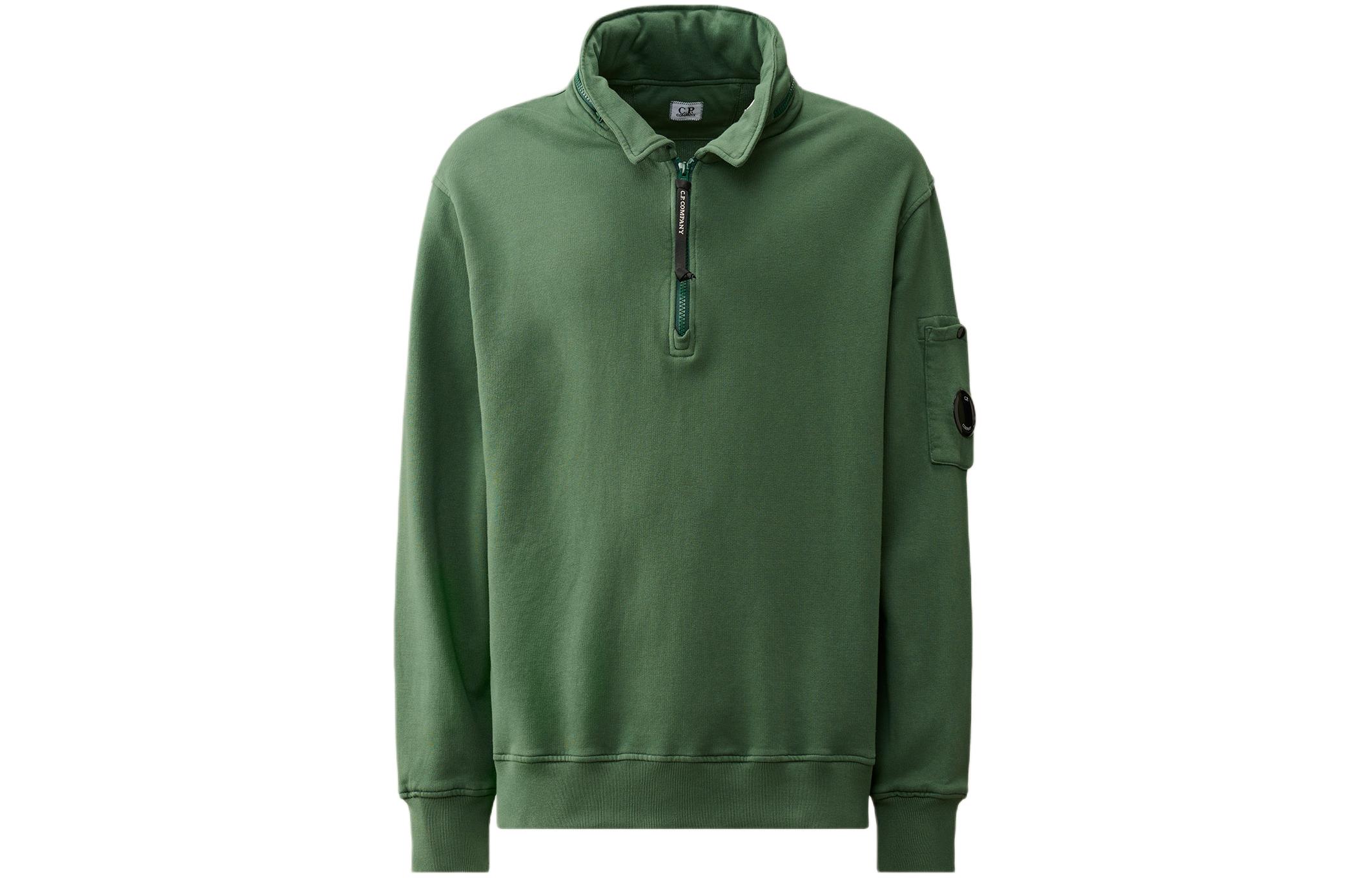 C.P. Company SS24 Duck Green Ribbed Collar Sweatshirt CMSS019A110039G649