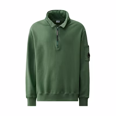 C.P. Company SS24 Duck Green Ribbed Collar Sweatshirt CMSS019A110039G649