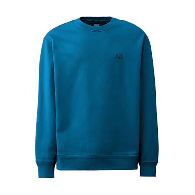 C.P. Company SS24 Embroidered Logo Fleece Crewneck Sweatshirt Navy CMSS098B110044R848