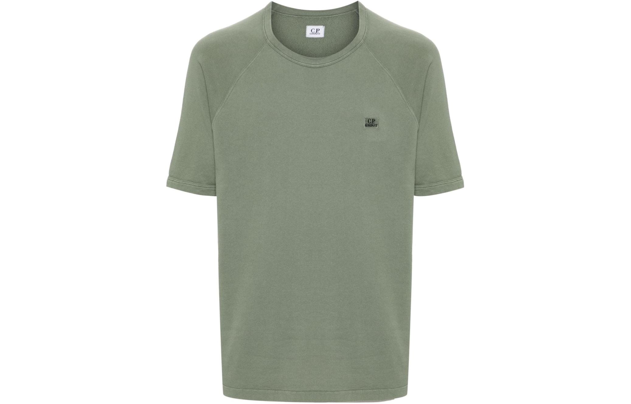 C.P. Company SS24 Embroidered Logo Raglan Crewneck Tee Green - CMSS261A003649G-GREEN