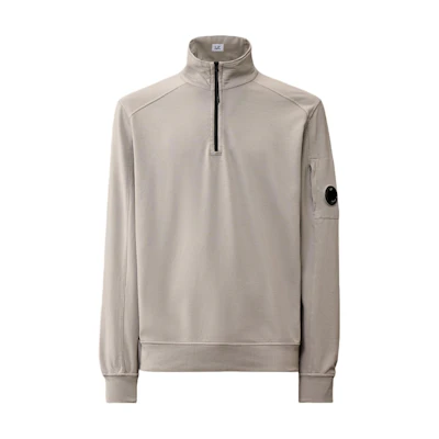 C.P. Company SS24 Grey Turtleneck Lens Detail Ribbed Sweatshirt CMSS035A002246G913