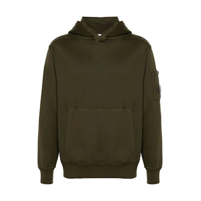 C.P. Company SS24 Khaki Hoodie with Ribbed Lens Detail CMSS099A110044G-KHAKI