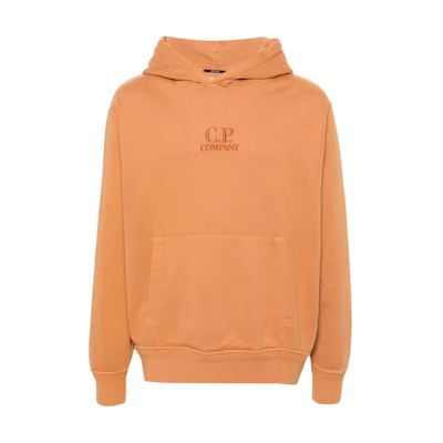 C.P. Company SS24 Logo Print Orange Hoodie Long Sleeve Pullover CMSS099B110044R437