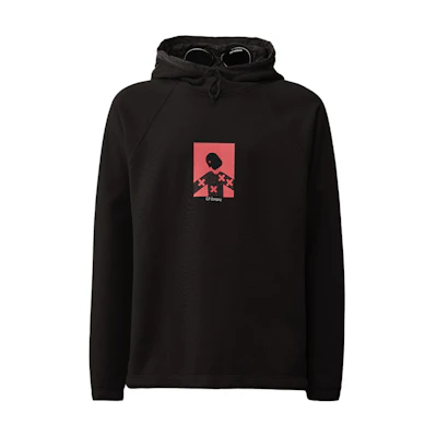 C.P. Company SS24 Printed Goggle Detail Hoodie Men’s Black CMSS306A110150G999