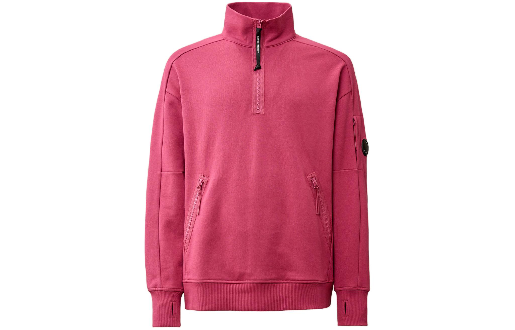 C.P. Company SS24 Red Half-Zip Fleece Pullover with Stand Collar CMSS081A005086W577