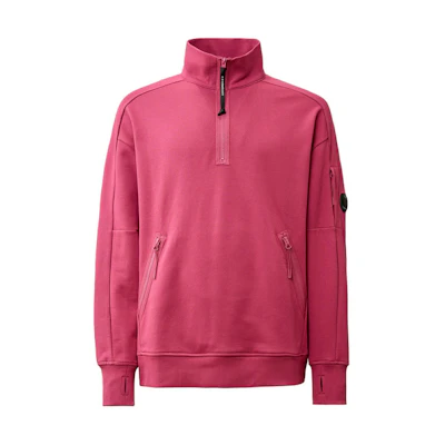 C.P. Company SS24 Red Half-Zip Fleece Pullover with Stand Collar CMSS081A005086W577